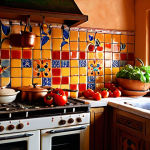 "Abuela's Kitchen"**

A warm, inviting kitchen scene bathed in sunlight. An *abuela* (grandmother), with kind eyes and a warm smile, is stirring a pot on a vintage stove. Around her are traditional Spanish kitchen elements: colorful ceramic tiles (*azulejos*), copper pots hanging from the ceiling, and a basket overflowing with fresh vegetables like tomatoes, peppers, and garlic. The air is filled with the aroma of simmering food. The overall feeling should be comforting, nostalgic, and evoke a sense of family and tradition.

**