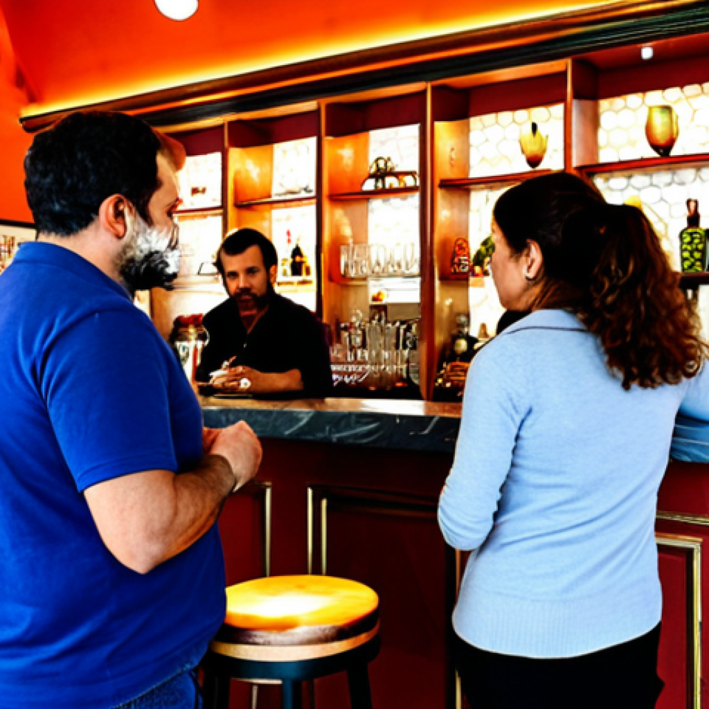 Bustling Madrid Tapas Bar**

"A vibrant and inviting tapas bar in Madrid, Spain. The scene is filled with people enjoying tapas and drinks. Patrons are fully clothed in stylish, contemporary clothing. The bar is decorated with traditional Spanish tiles and artwork. Soft, warm lighting creates a welcoming atmosphere. Safe for work, appropriate content, fully clothed, professional, perfect anatomy, correct proportions, natural pose, high resolution, well-formed hands, proper finger count, natural body proportions, family-friendly."

**