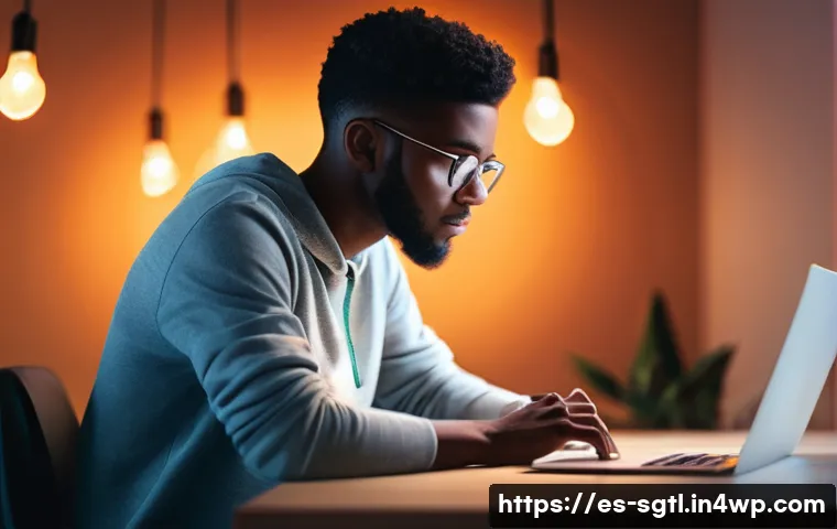 디지털 스토리의 목표 설정하기 - **Prompt 1: The Digital Creator's Deep Dive for Purpose**
    A solo shot of a young, diverse digita...