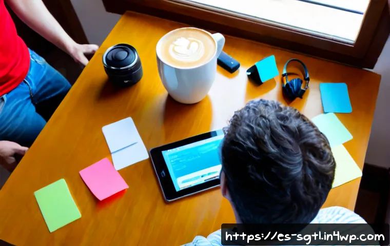 디지털 스토리의 기획 방법론 - Photorealistic overhead view of a Spanish-speaking creative team planning a digital story around a l...